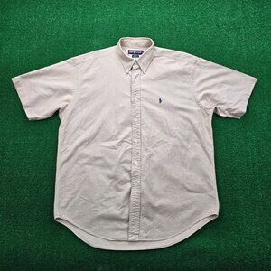 Ralph Lauren Shirt‎ Mens Large\XL Beige Button Down Short Sleeve Blake Preppy